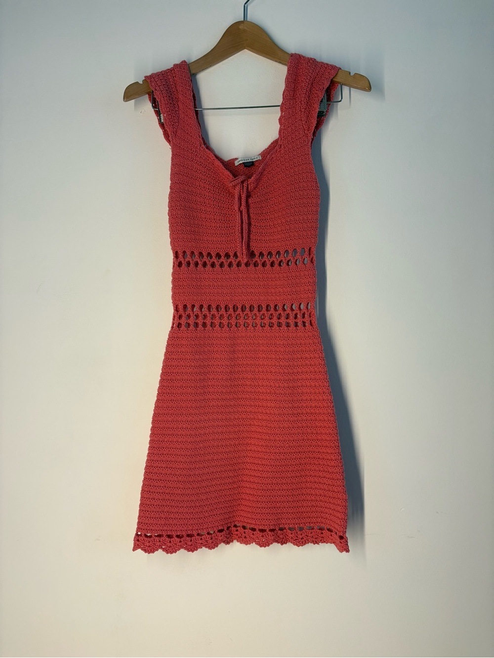 American Eagle Coral Crochet Knit Mini Dress XS Boho Beach